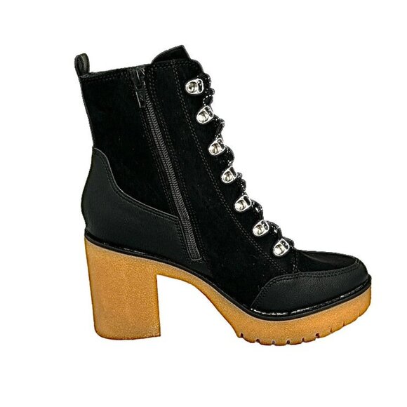 SUN STONE LENNONN Women's Lace-Up Block Heel Platform Booties Black Size 7 - Picture 4 of 8